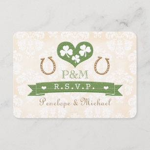 Monogrammed Horseshoe Shamrock Responcard OSA Kort