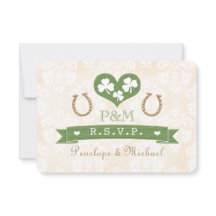 Monogrammed Horseshoe Shamrock Responcard OSA