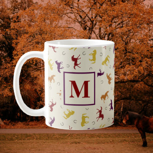 Monogrammed Höst löv hösthäst Mönster Kaffemugg