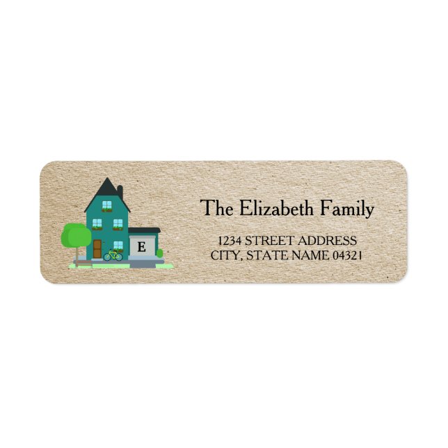 Monogrammed House Returadress Etikett (Framsidan)