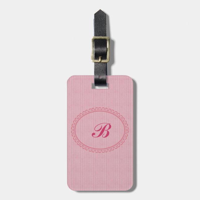 Monogrammed i initiala Rosor-En+Address/2 sid Bagagebricka (Vertikal Framsida)