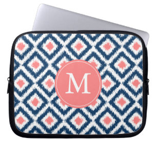 Monogrammed Ikat för blåttkoralldiamant mönster Laptop Fodral
