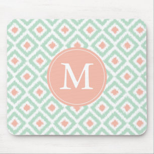 Monogrammed Ikat för korallMintdiamanter mönster Musmatta