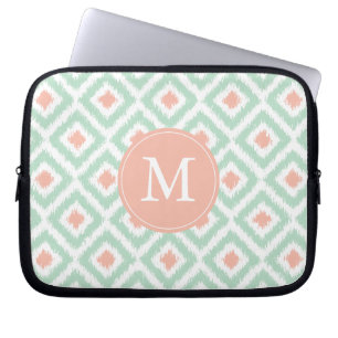 Monogrammed Ikat för Mintkoralldiamant mönster Laptop Fodral