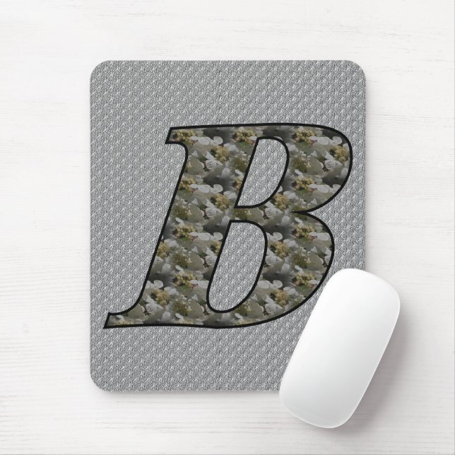 Monogrammed Initial B Hydrangea Blommigt Mousepad Musmatta (Med mus)