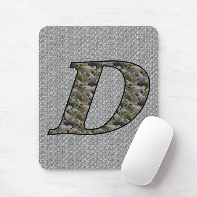 Monogrammed Initial D Hydrangea Blommigt Mousepad Musmatta (Med mus)