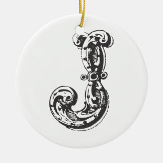 Monogrammed initial julprydnad för brev J - Julgransprydnad Keramik