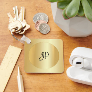 Monogrammed Initial Namn Faux Guld Anpassade Nyckelring