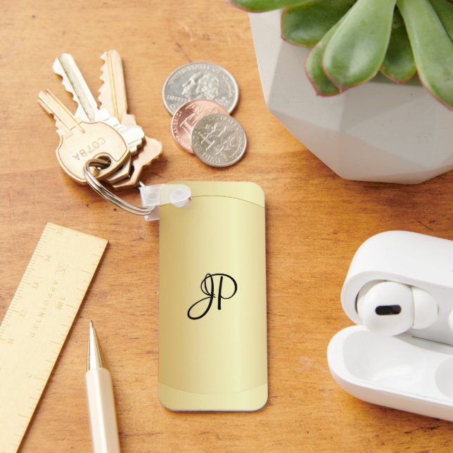 Monogrammed Initial Namn Faux Guld Trendig Nyckelring (Skrivbord)