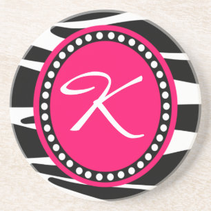Monogrammed initialt för shock rosasebra (ta underlägg sandsten