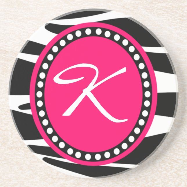 Monogrammed initialt för shock rosasebra (ta underlägg sandsten (Framsidan)