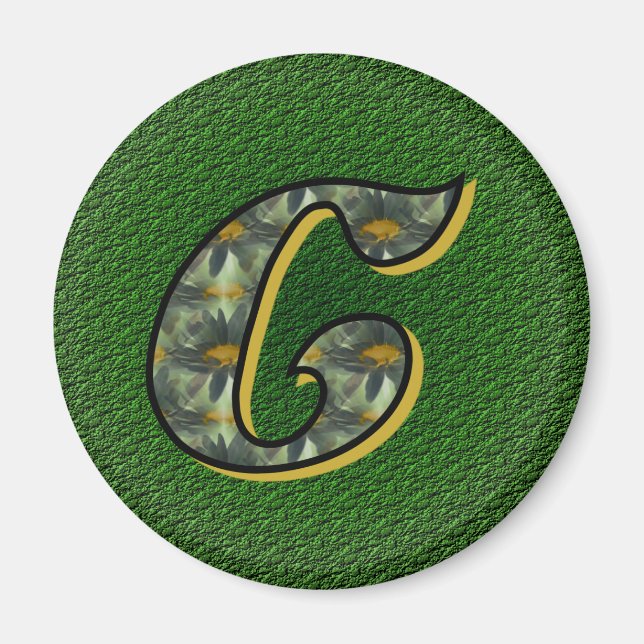 Monogrammed inledande C Black Daisys Magnet (Framsidan)