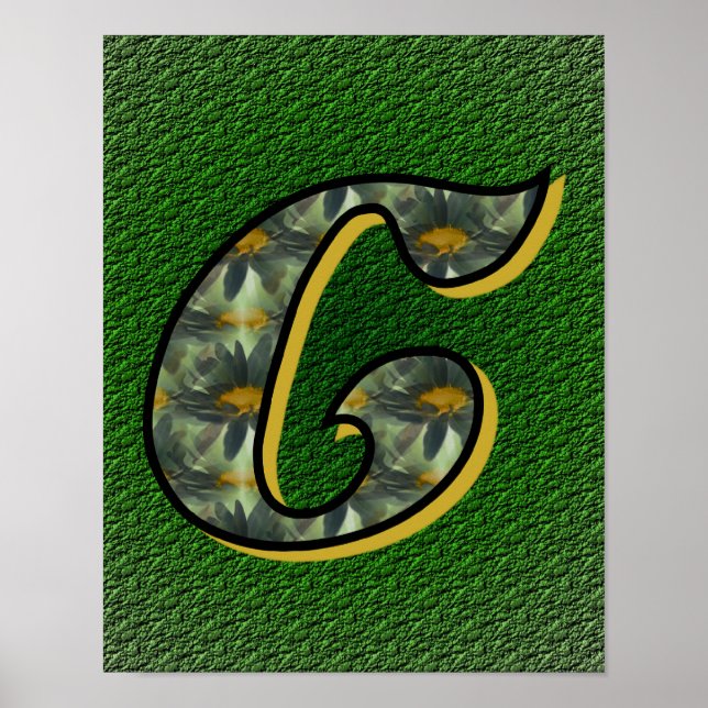 Monogrammed inledande C-svarta Daisy Poster (Framsidan)