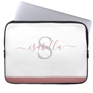 Monogrammed inledande Elegant-skript Dusty Ro Laptop Fodral
