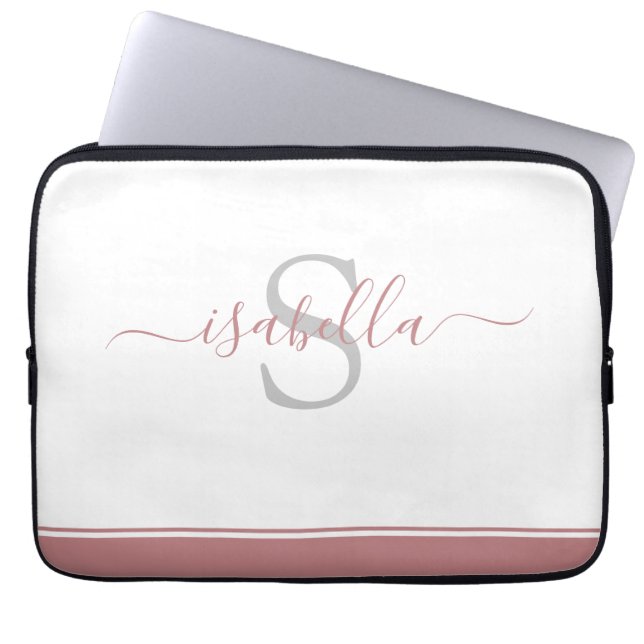 Monogrammed inledande Elegant-skript Dusty Ro Laptop Fodral (Framsidan)