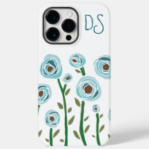 Monogrammed iPhone 14 Pro Max fodral-blommigt