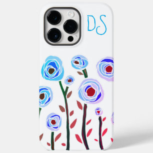 Monogrammed iPhone 14 Pro Max fodral-blommigt