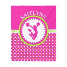 Monogrammed jubel/Pom rosa och grön polka dots