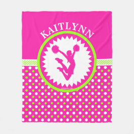 Monogrammed jubel/Pom rosa och grön polka dots Fleecefilt