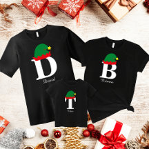 Monogrammed jul Namn Shirt, Elf Hat, familj