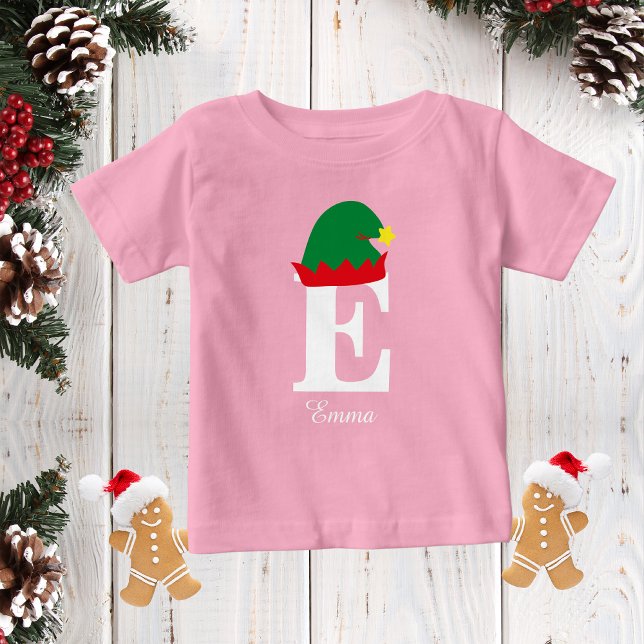 Monogrammed jul Namn Shirt, Elf Hat, familj T Shirt (Skapare uppladdad)