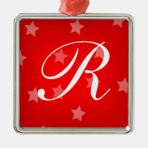 Monogrammed julgranprydnad för röda stjärnor julgransprydnad metall