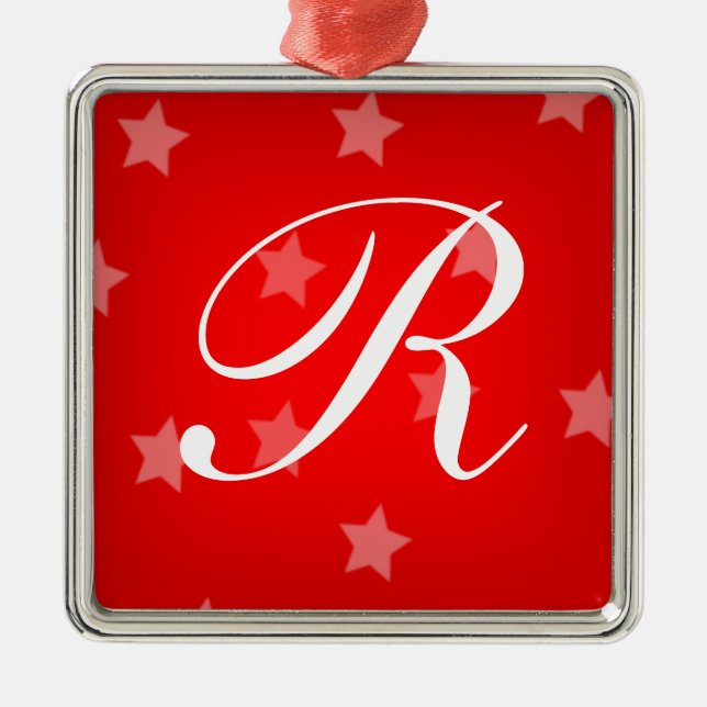 Monogrammed julgranprydnad för röda stjärnor julgransprydnad metall (Framsidan)
