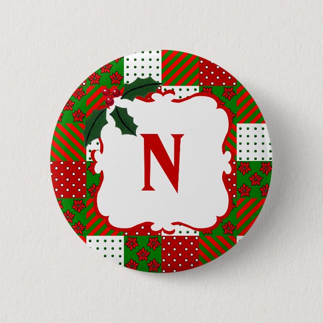 Monogrammed jultäckePatchwork Knapp (Framsida)