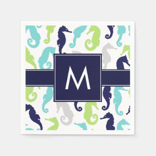 Monogrammed kalla Seahorses Pappersservett