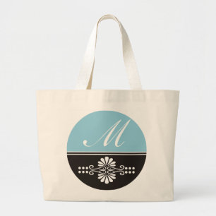 Monogrammed kanfastote bags: Blått & svart Jumbo Tygkasse
