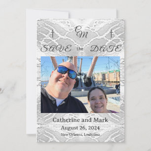 Monogrammed katolsk faux-satin Spara datum Datumet