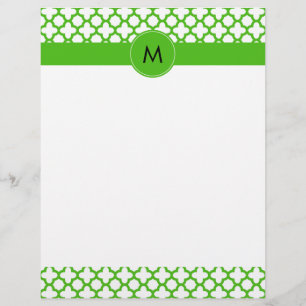 Monogrammed Kelly Grönt Quatrefoil Mönster