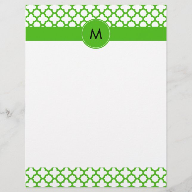 Monogrammed Kelly Grönt Quatrefoil Mönster (Framsida)