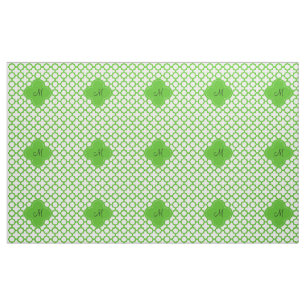 Monogrammed Kelly Grönt Quatrefoil Mönster Tyg