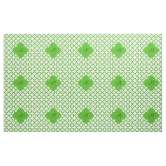 Monogrammed Kelly Grönt Quatrefoil Mönster Tyg
