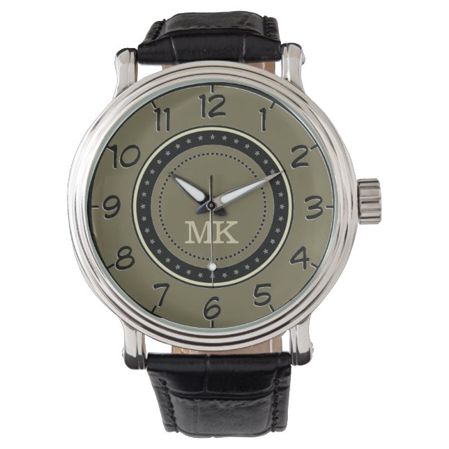 Monogrammed Khaki, stanna i tid och följa trender  Armbandsur (Framsida)
