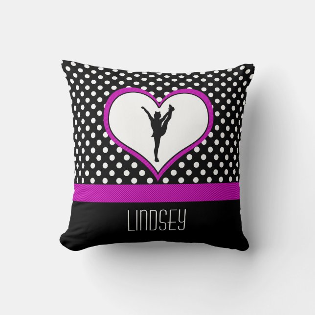 Monogrammed klassikerrosajubel Polka-Pricker med Kudde (Framsida)