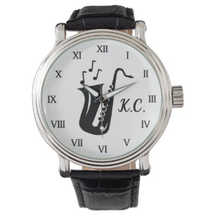 Monogrammed klockagåva för saxofonspelare armbandsur