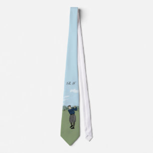 Monogrammed konst för vintagestilgolf slips