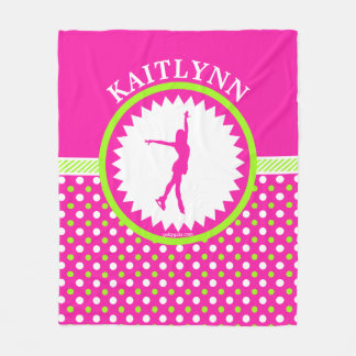 Monogrammed konståkarerosor - grön polka dots fleecefilt