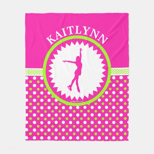 Monogrammed konståkarerosor - grön polka dots fleecefilt (Framsidan)