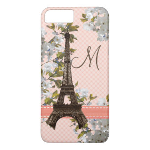 Monogrammed körsbärsrött blommarEiffel torn