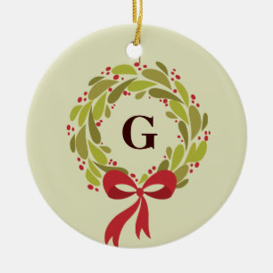 Monogrammed kran - vår första jul julgransprydnad keramik
