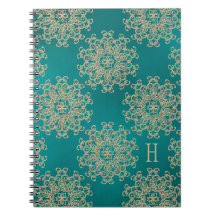 Monogrammed kricka- och guldanteckningsbokjournal