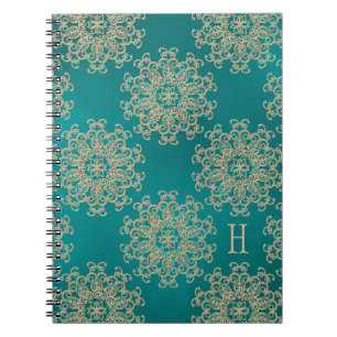 Monogrammed kricka- och guldanteckningsbokjournal anteckningsbok