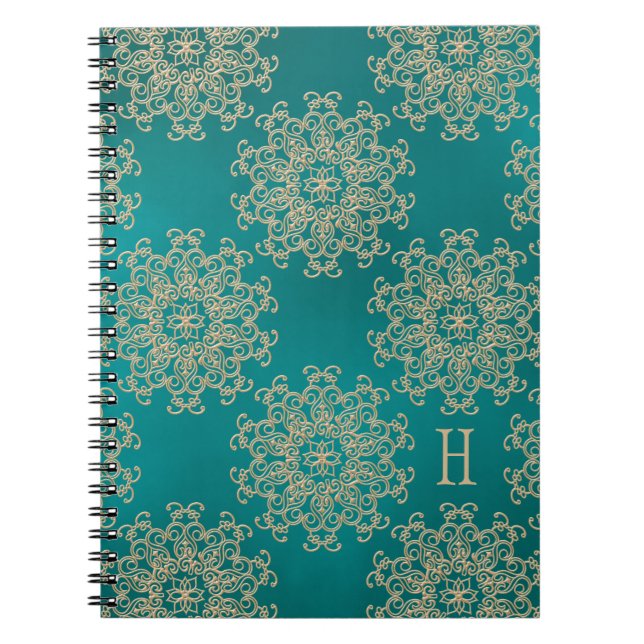 Monogrammed kricka- och guldanteckningsbokjournal anteckningsbok (Framsidan)