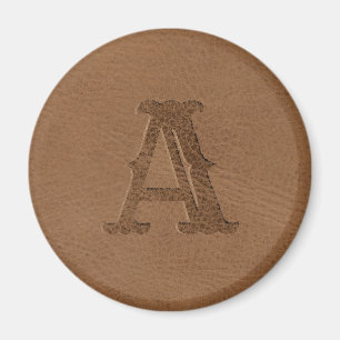 Monogrammed Krön-nläderstruktur märka med sina Magnet