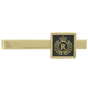 Monogrammed kungligt guld för svart för guldpläterad slipsnål