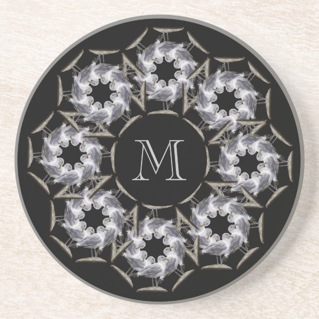 Monogrammed kustfartyg för fiskmås underlägg sandsten (Framsidan)