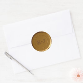 Monogrammed kuvertförsegling - Guld Runt Klistermärke